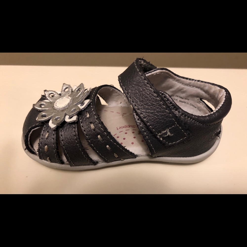 Pediped pewter sandals with memory foam technology
